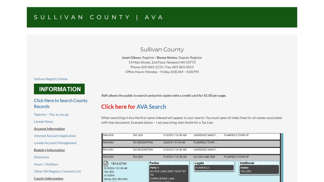 Sullivan County | AVA - NHDeeds.org
